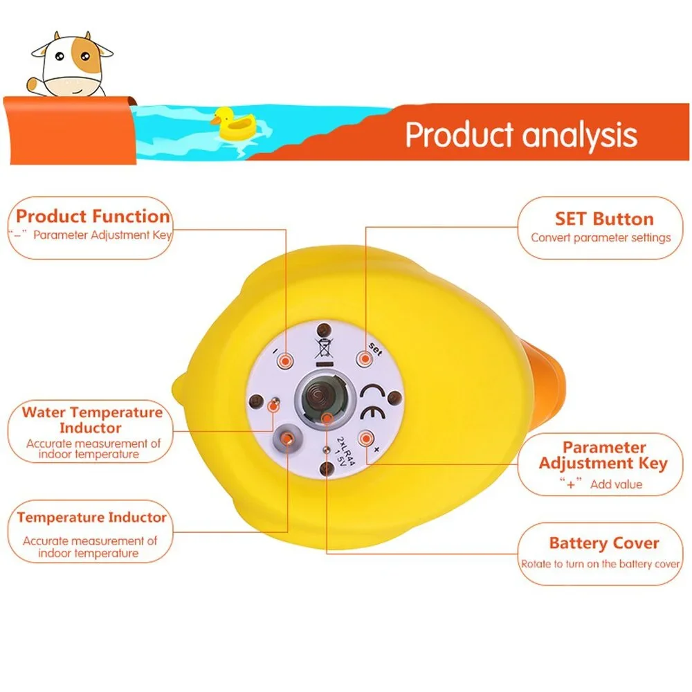 Baby Bath Thermometer & Time Duck Floating Digital Water Temperature Safety Toy